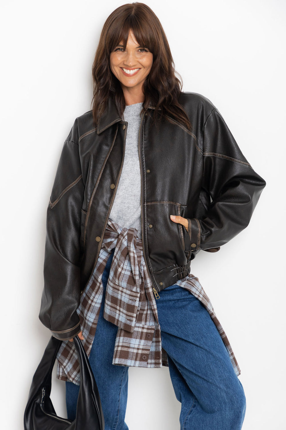 Eddie Faux Leather Jacket - Choc Brown – The Self Styler