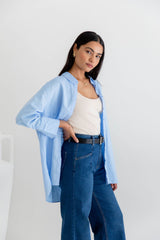 Mila Linen  Shirt - Blue - The Self Styler
