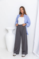 Asher Wide-Leg Pants - Dark Grey - The Self Styler