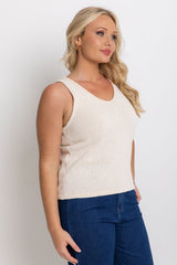 Ciara V-Neck Top - Cream - The Self Styler