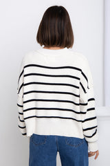 Emma Knit Top - Ivory and Black Stripe - The Self Styler