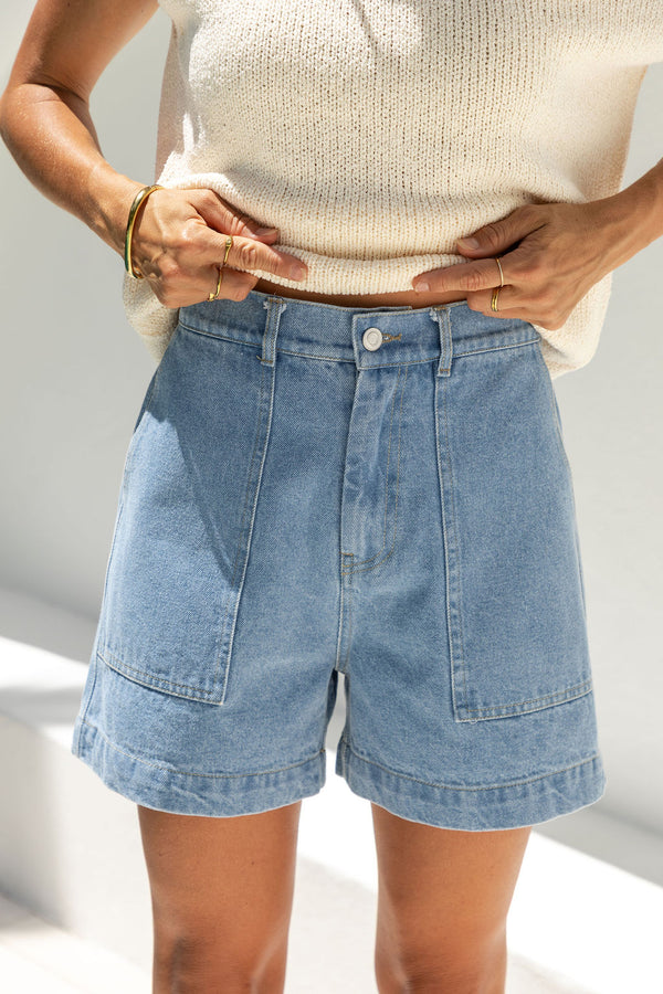 Byron Denim Shorts - Light Wash - The Self Styler