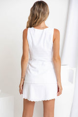 Pia Linen Vest - White - The Self Styler