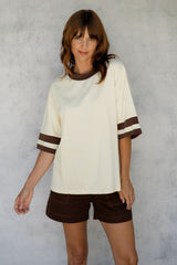 Blake Relaxed-Fit Stripe Tee - Yellow and Chocolate - The Self Styler