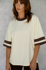 Blake Relaxed-Fit Stripe Tee - Yellow and Chocolate - The Self Styler