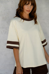 Blake Relaxed-Fit Stripe Tee - Yellow and Chocolate - The Self Styler