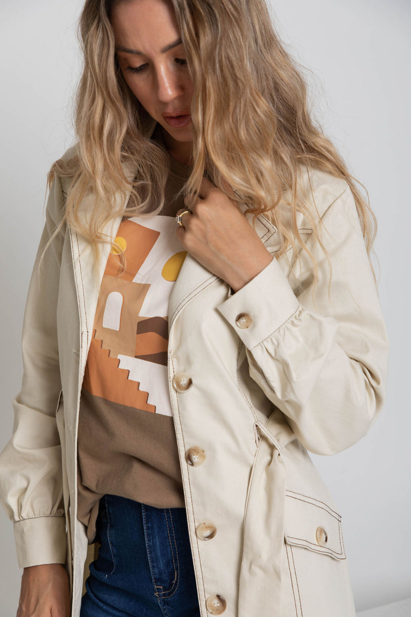 Kelli Crop Cotton Shirt - Denim Blue - The Self Styler