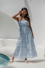 Cabarita Maxi Dress - Beach Soleil Print - Blue and White - The Self Styler