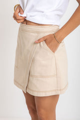Sienna Denim Mini Skirt - Chai - The Self Styler