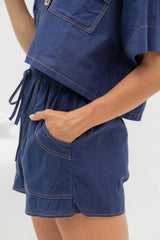 Leia Cotton Shorts - Denim Blue - The Self Styler