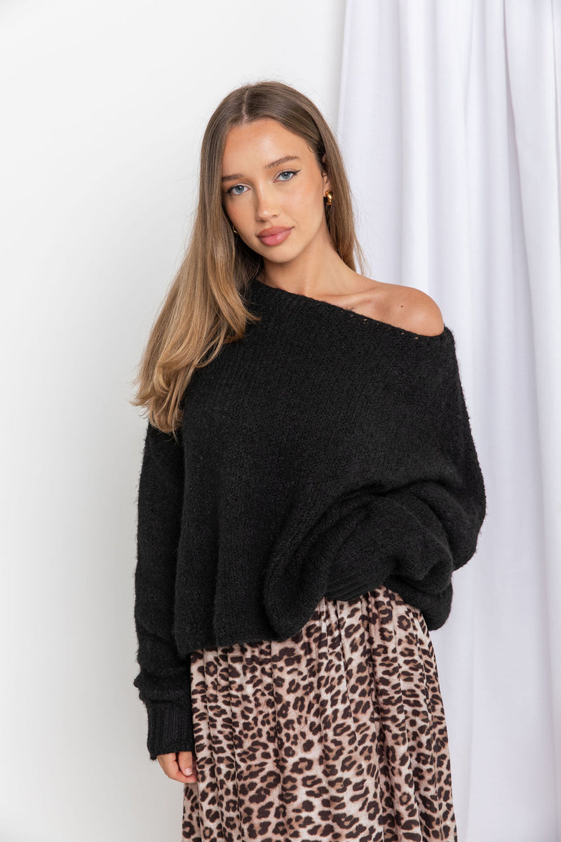 Tilly Knit Top - Black - The Self Styler