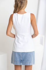 Pia Linen Vest - White - The Self Styler