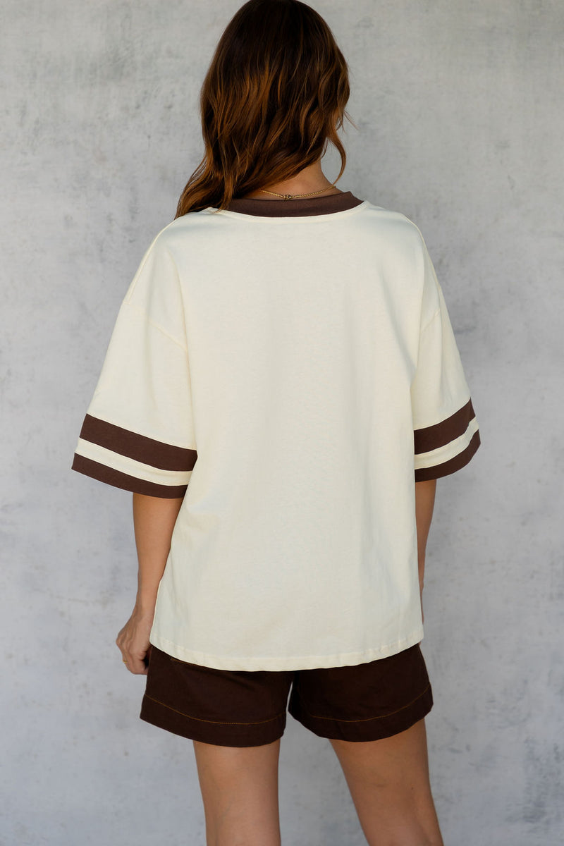 Blake Relaxed-Fit Stripe Tee - Yellow and Chocolate - The Self Styler