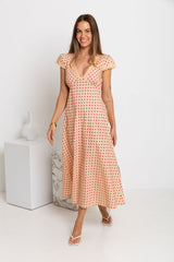 Valentina Polka Dot Maxi Dress - Cream and Red - The Self Styler