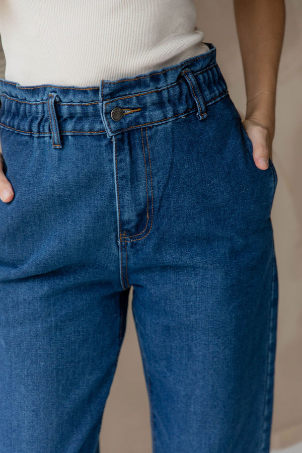Kennedy Paper-Bag Denim Jeans - Indigo - The Self Styler