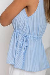 Sara Stripe Top - Blue - The Self Styler