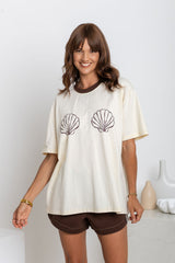 Tulum Shell Print Tee - Chocolate - The Self Styler
