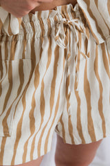 Mabel Shorts - Caramel Stripe - The Self Styler