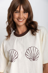 Tulum Shell Print Tee - Chocolate - The Self Styler