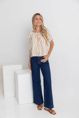 Olive Top - Caramel Stripe - The Self Styler
