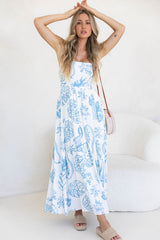Avalon Maxi Dress - Papaya Print - Blue - The Self Styler