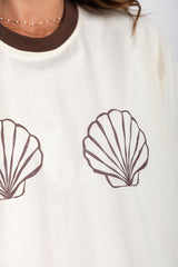 Tulum Shell Print Tee - Chocolate - The Self Styler