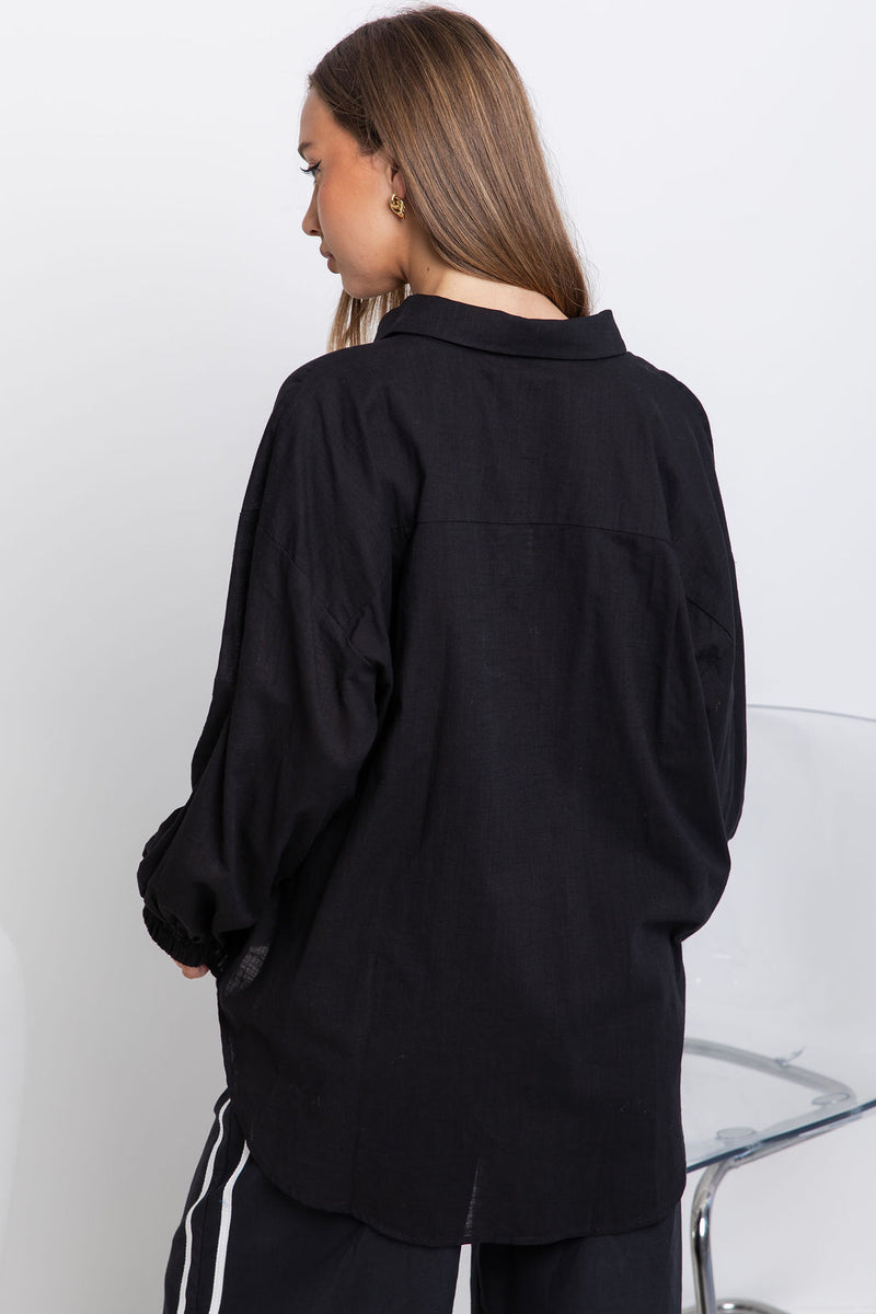 Alina Long Sleeve Shirt - Black - The Self Styler