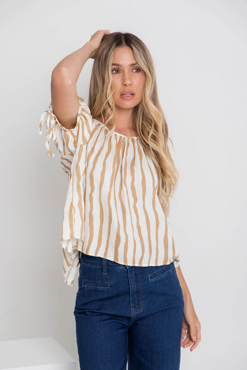 Olive Top - Caramel Stripe - The Self Styler