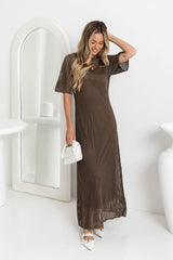 Airlie Crochet Maxi Dress - Mocha - The Self Styler