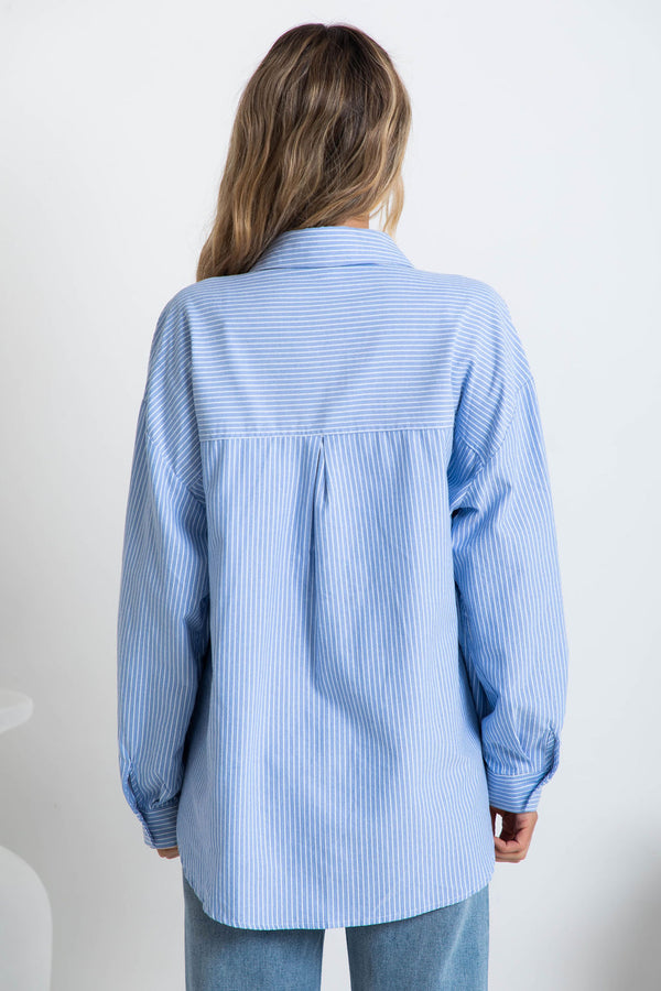 Bentley Relaxed-Fit Shirt - Blue Stripe - The Self Styler