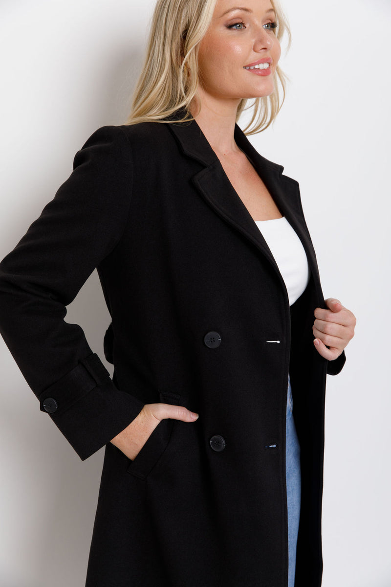 May Double Breasted Coat - Black - The Self Styler