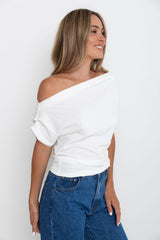 Jaimie Off-The Shoulder Top - White - The Self Styler