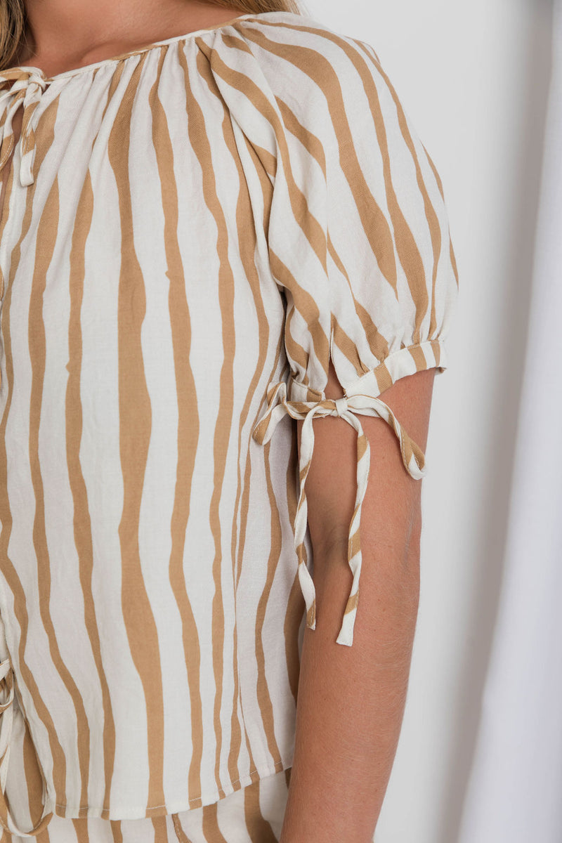 Olive Top - Caramel Stripe - The Self Styler