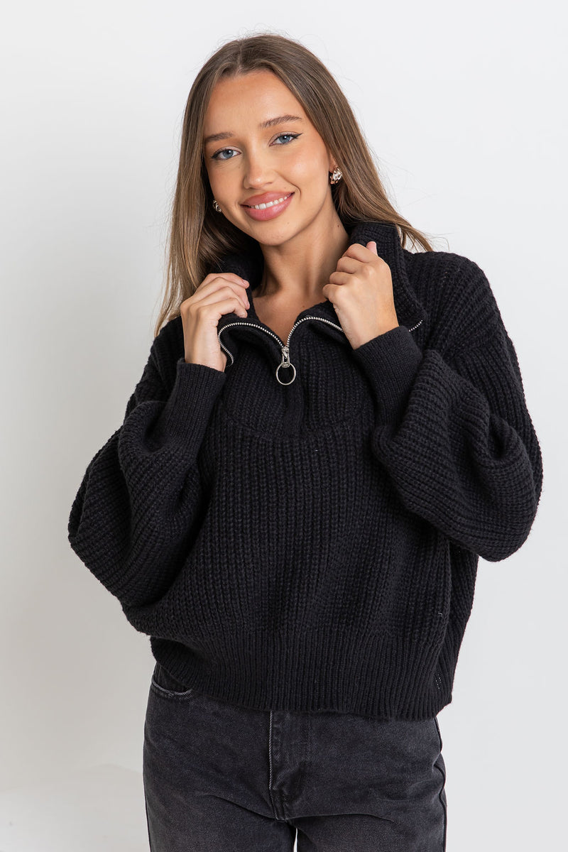Paige Knit Top - Black - The Self Styler