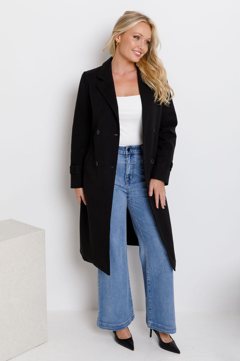 May Double Breasted Coat - Black - The Self Styler