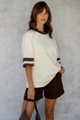 Blake Relaxed-Fit Stripe Tee - Yellow and Chocolate - The Self Styler