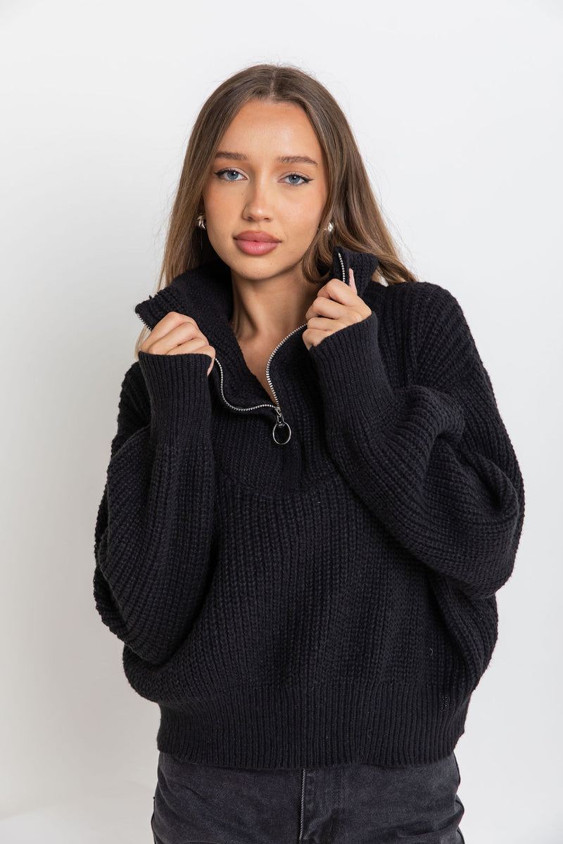 Paige Knit Top - Black - The Self Styler