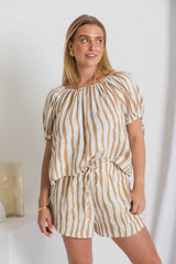 Olive Top - Caramel Stripe - The Self Styler
