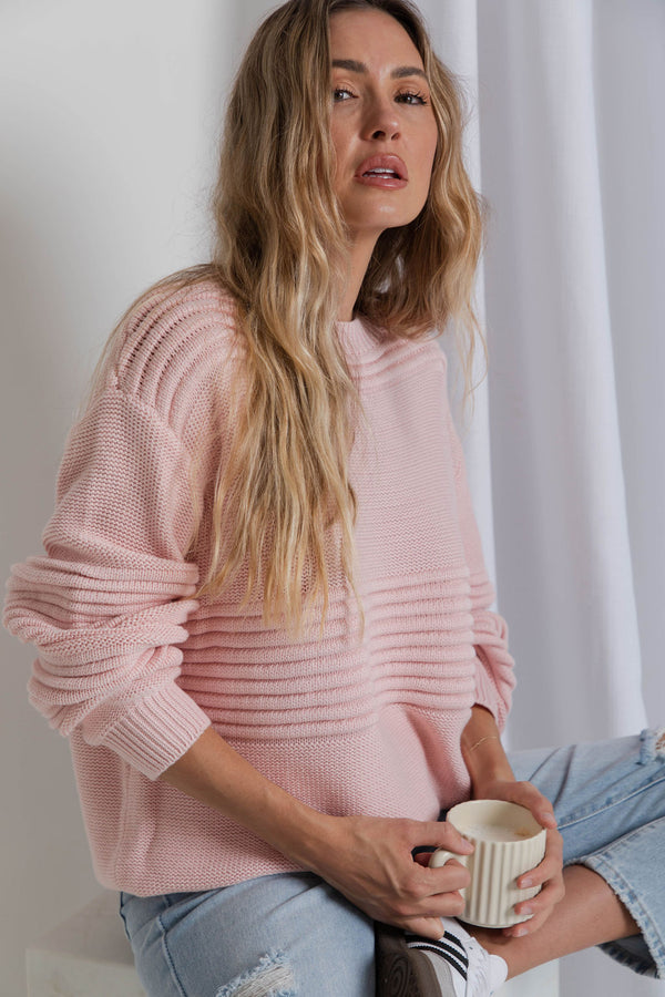 Tuscany Chunky Knit Jumper - Pink - The Self Styler