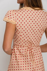 Valentina Polka Dot Maxi Dress - Cream and Red - The Self Styler