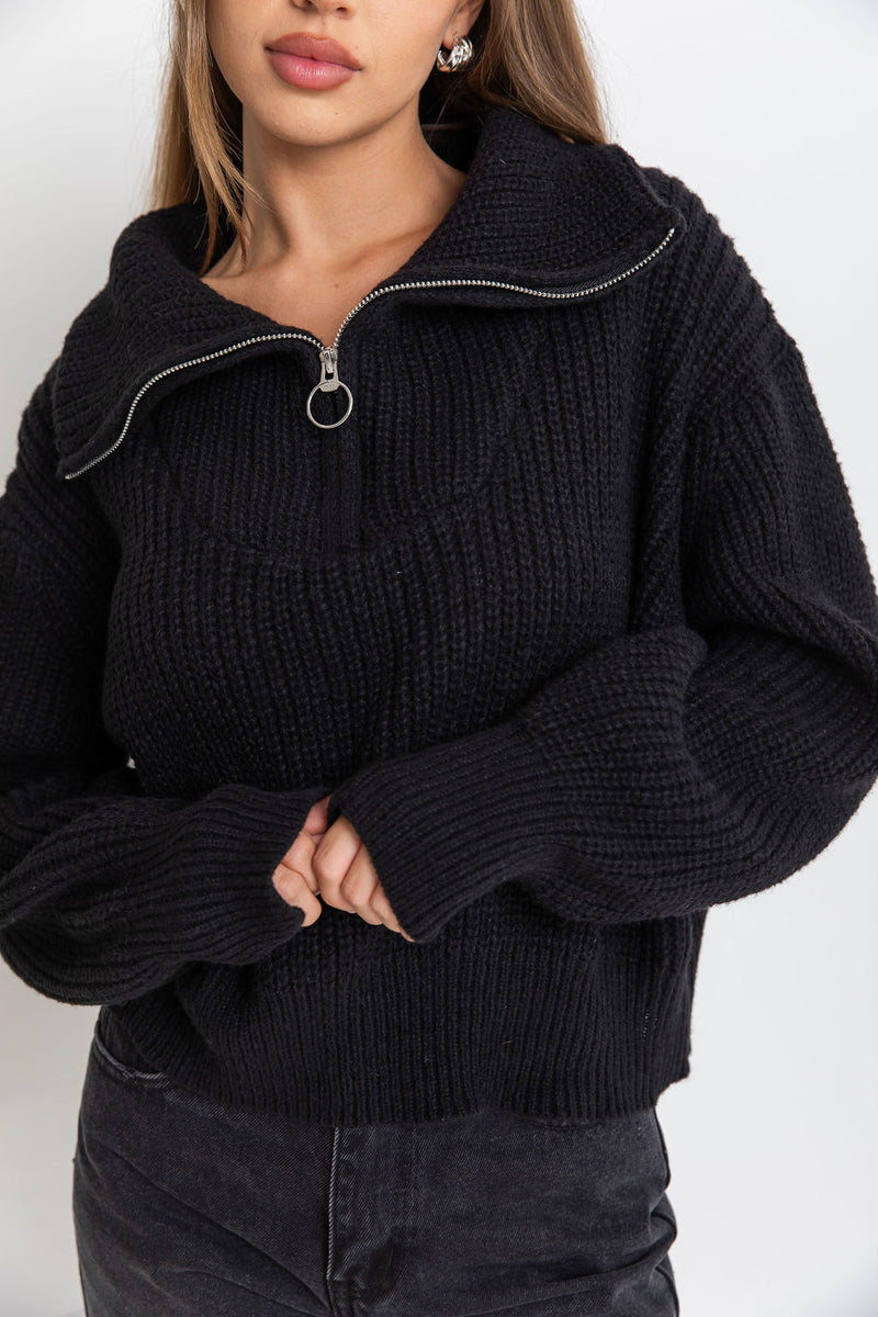 Paige Knit Top - Black - The Self Styler