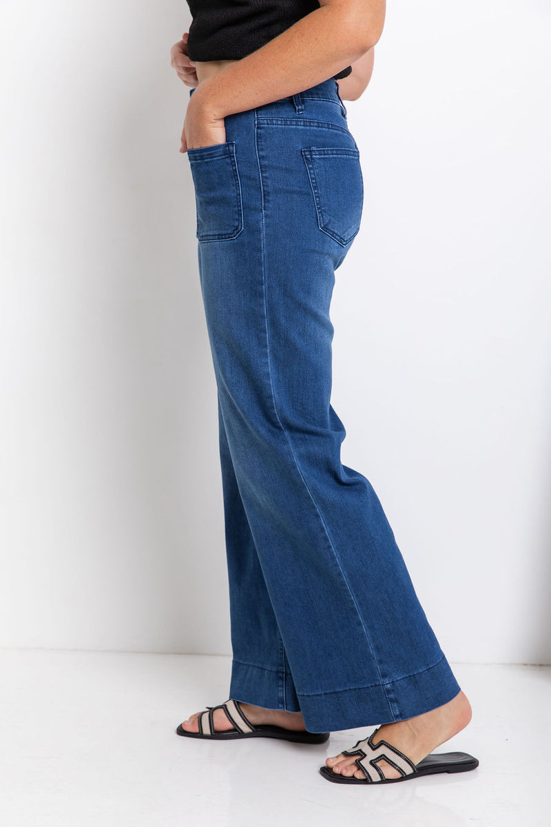 Dallas Wide-Leg Denim Jeans - Dark Wash - The Self Styler