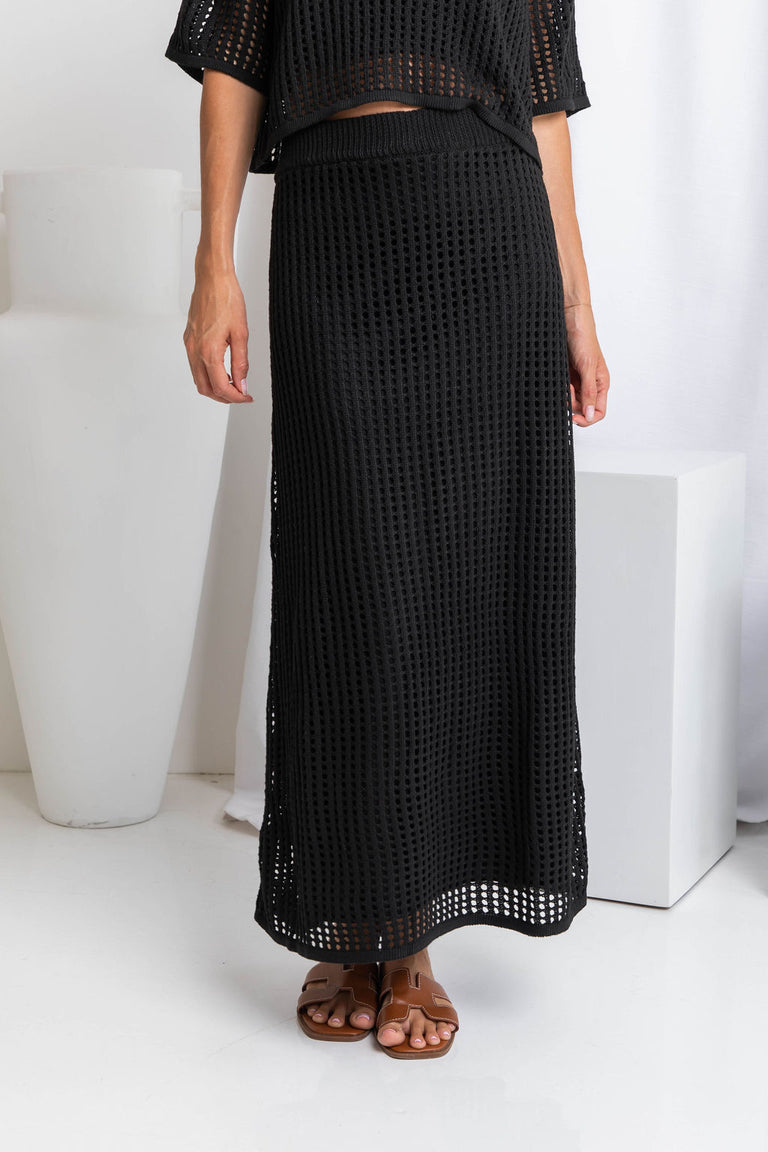 Florence Crochet Midi Skirt - Black – The Self Styler