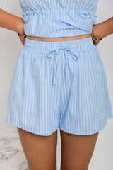 Lennon Stripe Shorts - Blue - The Self Styler