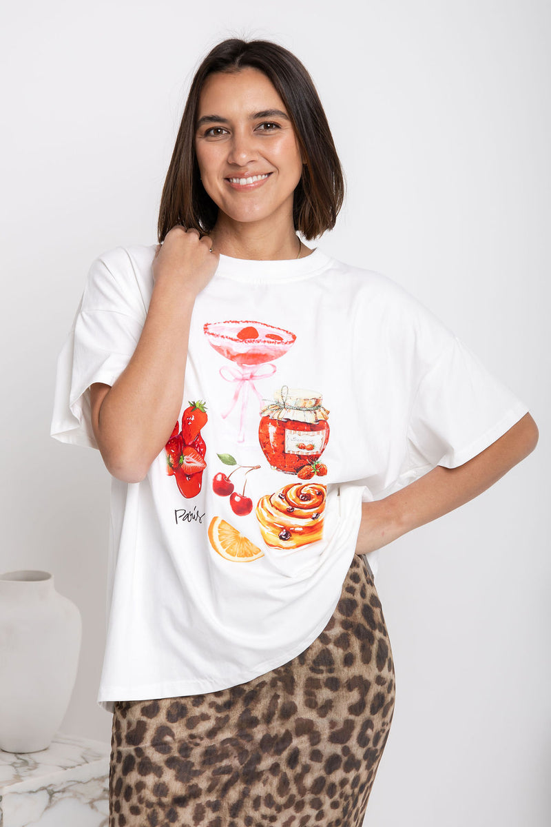 Zali Relaxed-Fit Graphic Tee - White - The Self Styler