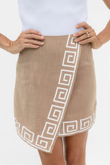 Alto Faux Wrap Skirt - Tan - The Self Styler