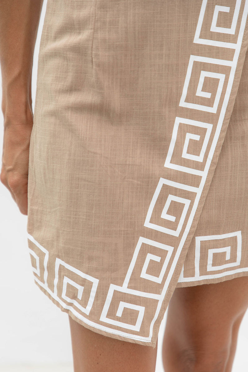 Alto Faux Wrap Skirt - Tan - The Self Styler