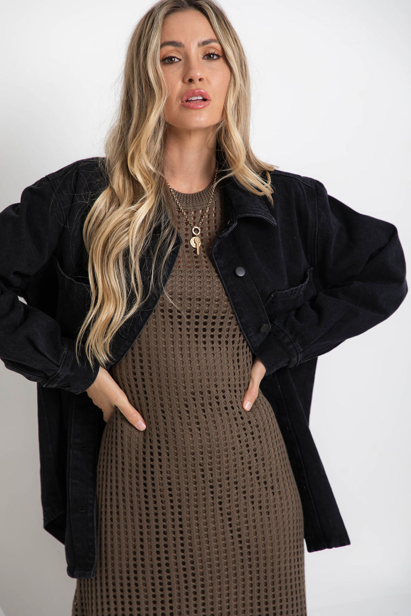 Airlie Crochet Maxi Dress - Mocha - The Self Styler