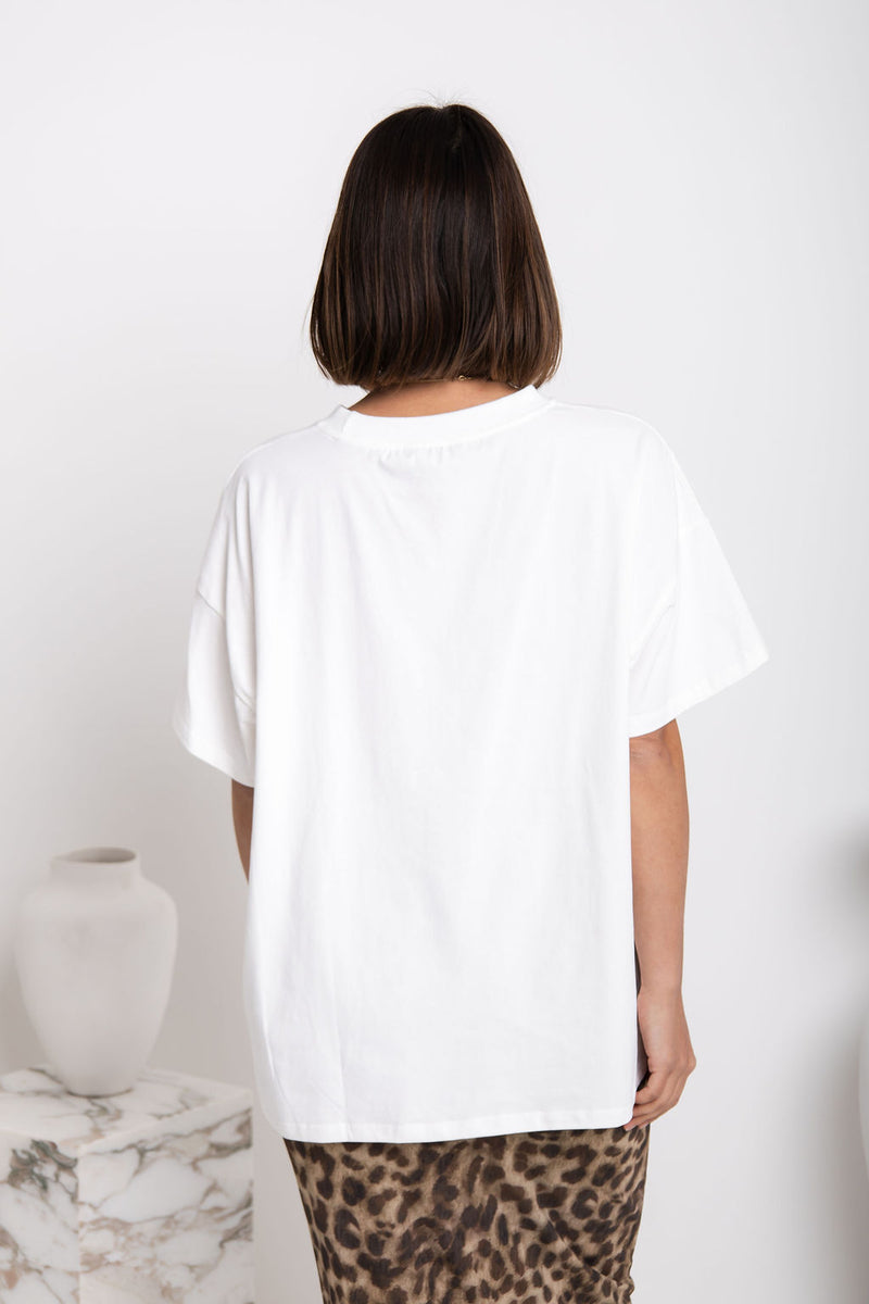 Zali Relaxed-Fit Graphic Tee - White - The Self Styler