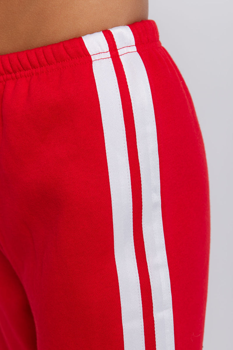 Grace Straight-Leg Stripe Sweatpants - Red - The Self Styler
